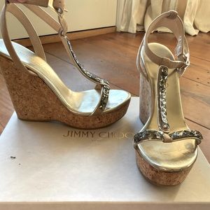 Jimmy Choo nude cork heel espadrilles